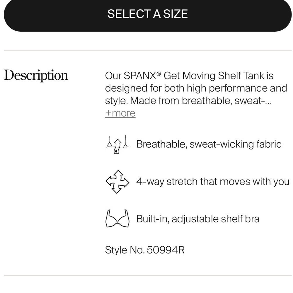 NWT Spanx Get Moving Shelf Tank - Deep Azure - Size Medium - Picture 9 of 10